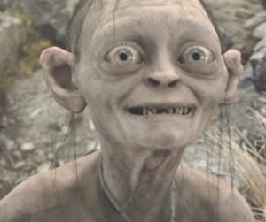 A picture of Gollum from the recent Lord of the Rings films