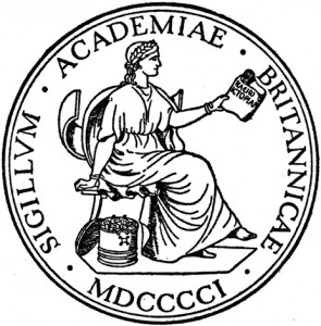The British Academy logo, featuring the Greek Muse Clio, according to wikipedia...